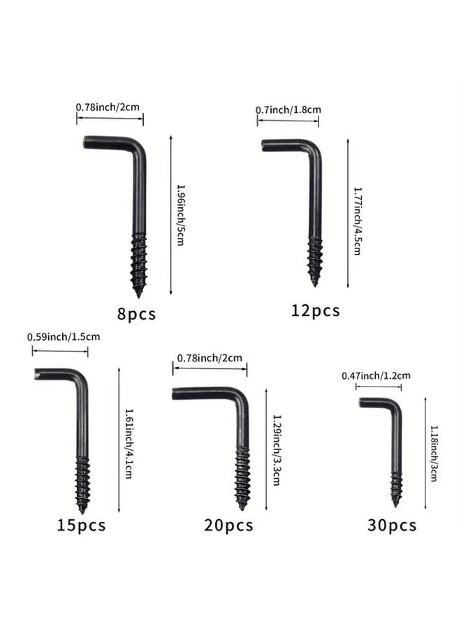 85 Pcs Black Self Tapping Spiral Screw Hooks Rust Resistant Wall Ceiling Hangers - Image 3