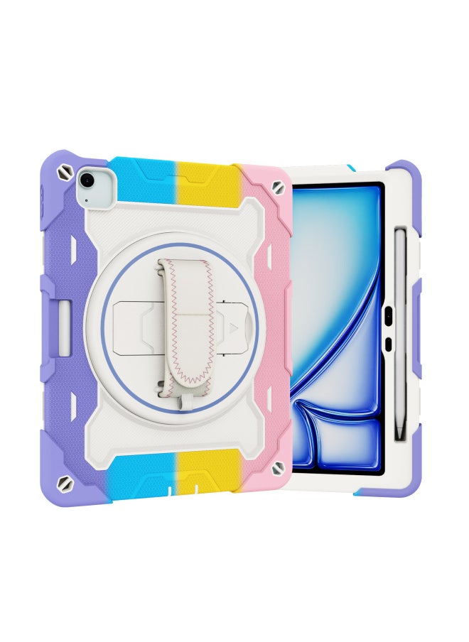 Suitable For Ipad Air 11/13 2025 Silicone Anti-drop Flat Protective Case Pro 11th Bracket Flat Case-Color:Colorful Green-Applicable Models:Ipad Air 11 2024/2025 (without Pen Tray)