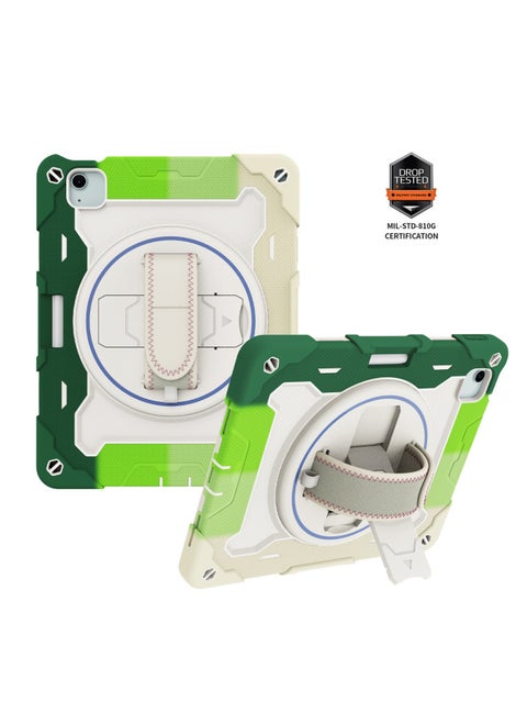 Suitable For Ipad Air 11/13 2025 Silicone Anti-drop Flat Protective Case Pro 11th Bracket Flat Case-Color:Colorful Green-Applicable Models:Ipad Air 11 2024/2025 (without Pen Tray)