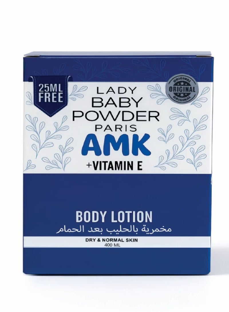 AMK Lady Baby Powder Milk Body Cream, Blue, 400ml - Image 1