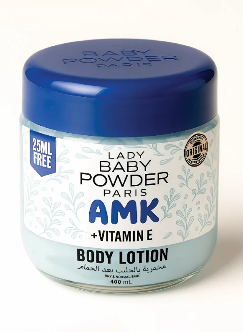 AMK Lady Baby Powder Milk Body Cream, Blue, 400ml - Image 2