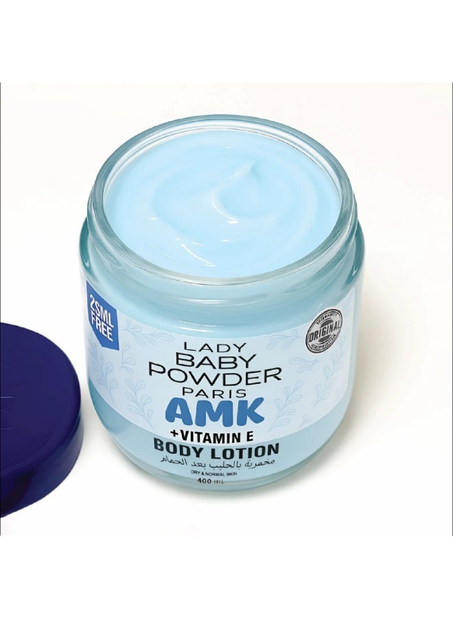 AMK Lady Baby Powder Milk Body Cream, Blue, 400ml - Image 3