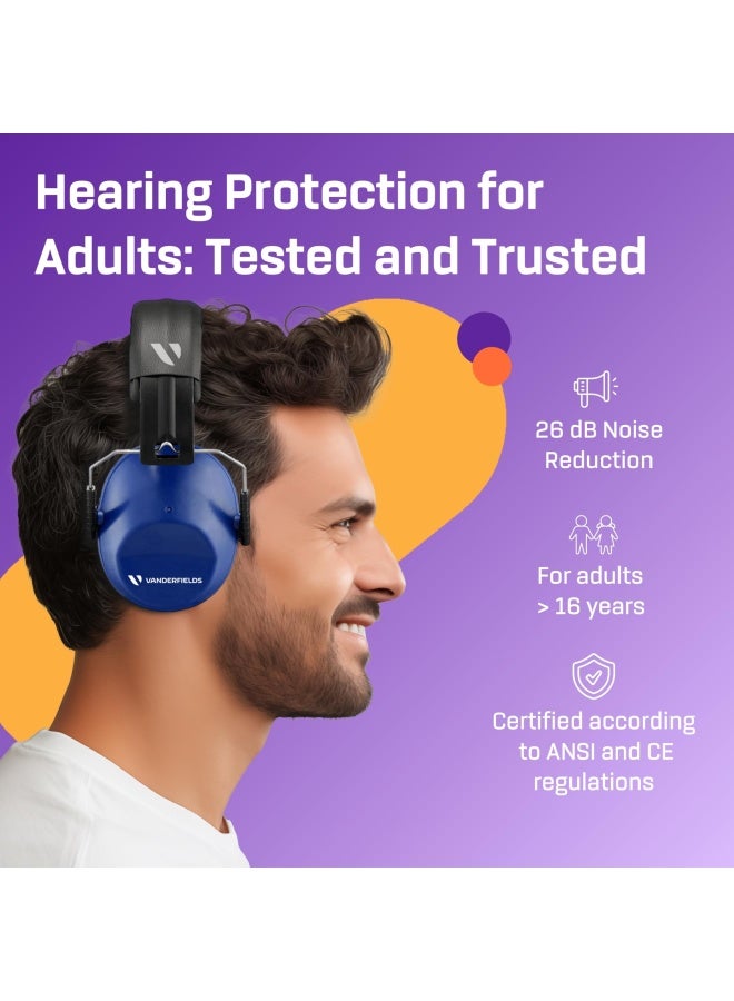 Vanderfields Hearing Protection Ear Muffs for Noise Reduction, 26dB Certified, Noise Cancelling Safety Ear Protection for Shooting, Adult Headphones for Lawn Mowing, DIY, Construction, Woodworking - Image 2