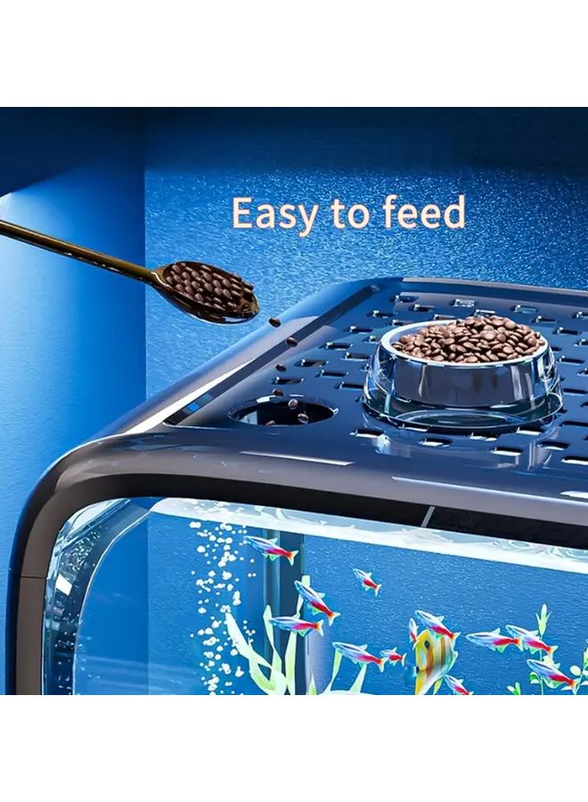 Brown All In One Desktop Aquarium Tank With Glass Panels Open Top Lid Easy Setup - Image 4