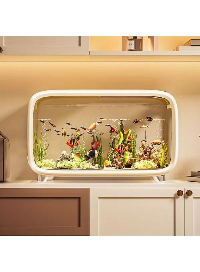 Brown All In One Desktop Aquarium Tank With Glass Panels Open Top Lid Easy Setup - Image 5