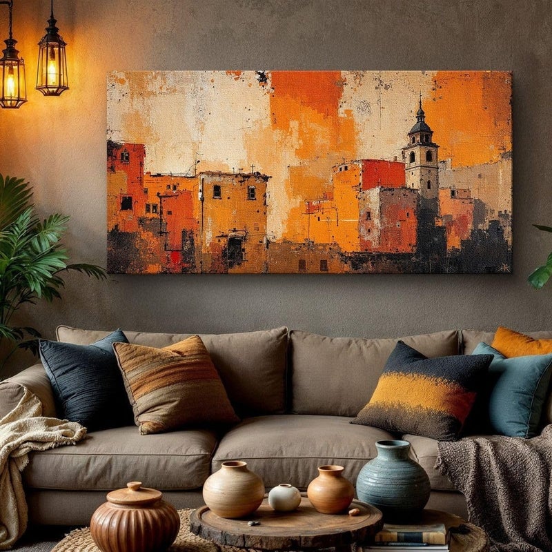 ARS Graphics ARS® Cityscape Canvas Wall Art 100 X 150 CM Modern Textured Italian Village Oil Painting Print - Image 3