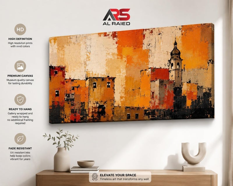 ARS Graphics ARS® Cityscape Canvas Wall Art 100 X 150 CM Modern Textured Italian Village Oil Painting Print - Image 5