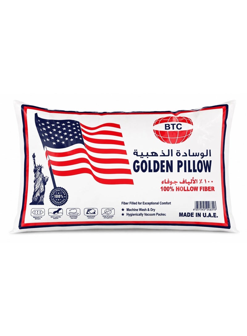 بي تي سي وسادة Golden Pillow فاخرة بحشوة الألياف المجوفة – راحة ودعم مثالي لنوم هادئ - Image 1