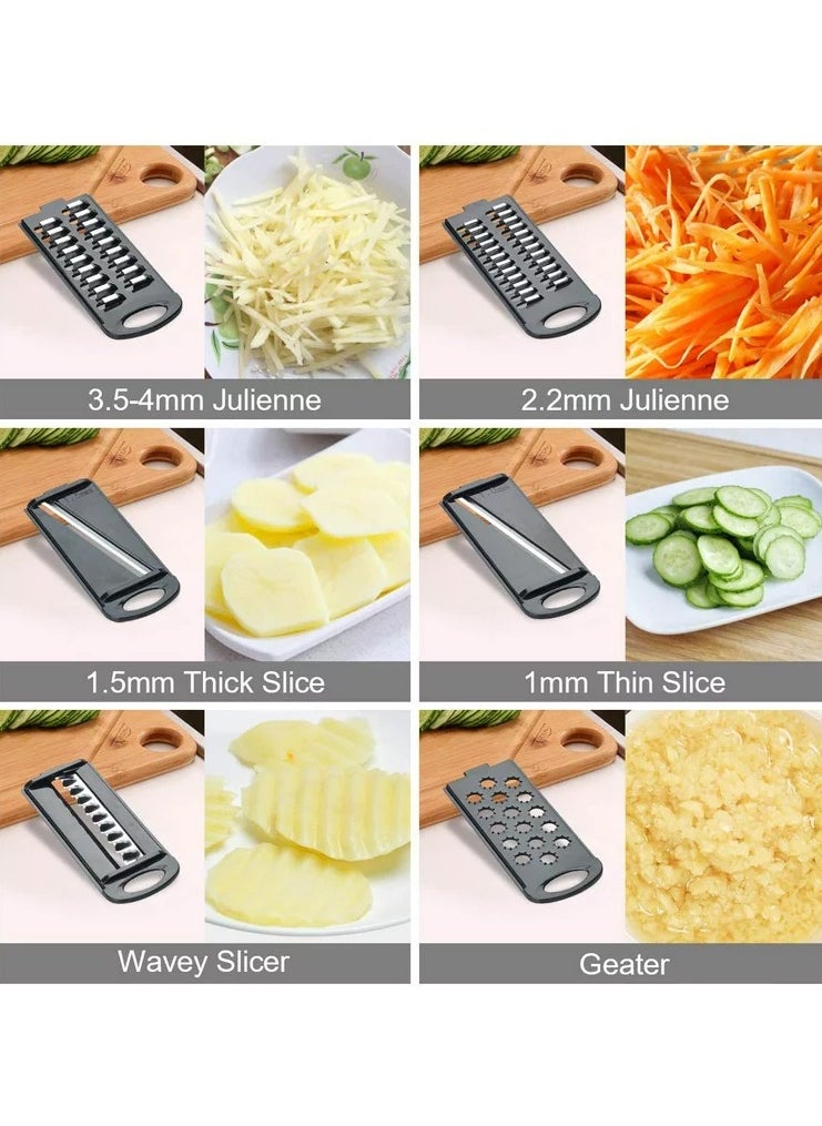 Vegetable mandolin Julian slicer Champ 9 in 1 Food Chopper With 6 interchangeable Blades Red