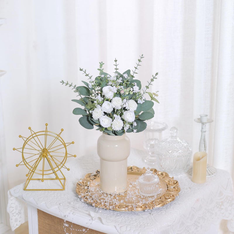 YXZZWL 110 Pcs 7 Kinds Mixed Artificial Eucalyptus Stems and Faux Flowers,Fake Silver Dollar Eucalyptus Leaves Stems Bulk Real Touch Leaf Branches for DIY Bouquets Floral Arrangement Wedding Home Decor - Image 2
