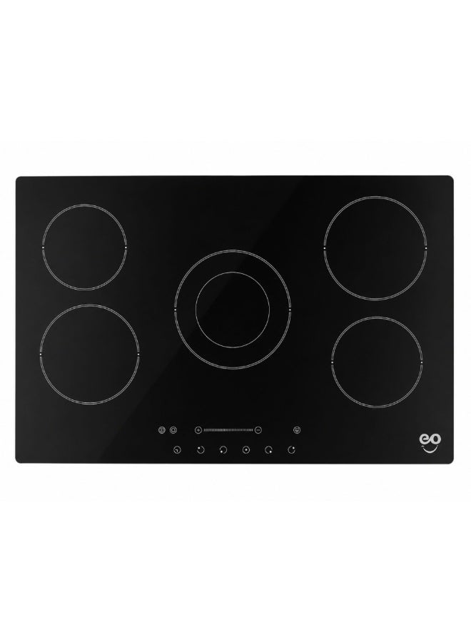 eo essentials online EO 90cm Built-In Electric Ceramic Cooktop, 5 Burners, 8200W, Touch Slider Control, Black Ceramic Glass, Child Lock, Residual Heat Indicator, 99-Min Timer, 9 Power Levels, 220-240V - Image 1