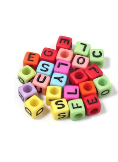 Taiahiro 6mm acrylic square beads, colored English oil-dripping letter beads, DIY jewelry accessories, children's early education handmade beads(50piece/bag)  - Image 1