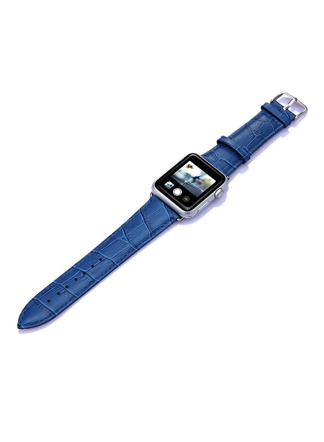 Ozone Leather Wristband Strap For Apple Watch 42mm Blue - Image 2