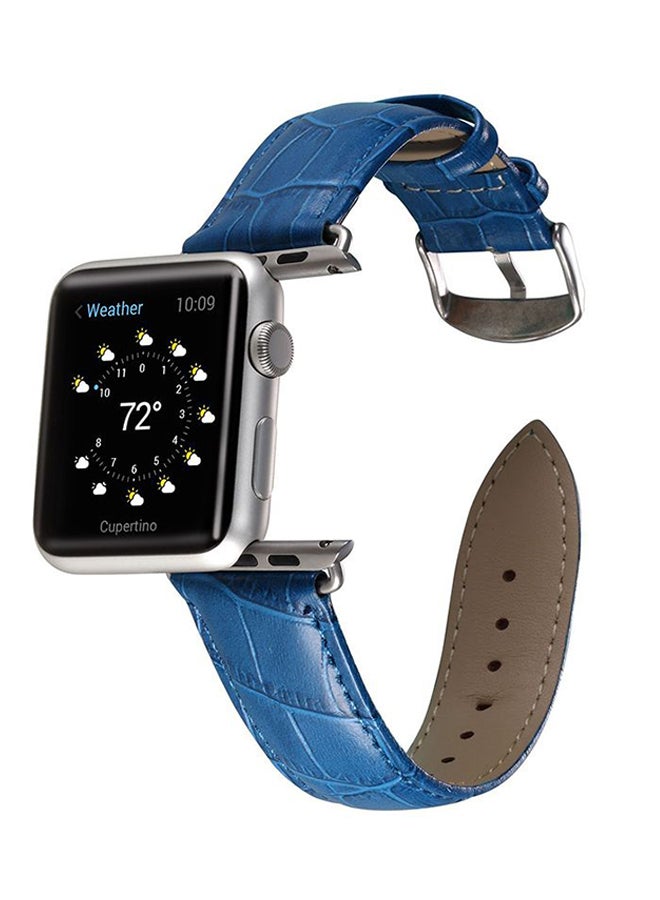 Ozone Leather Wristband Strap For Apple Watch 42mm Blue - Image 5