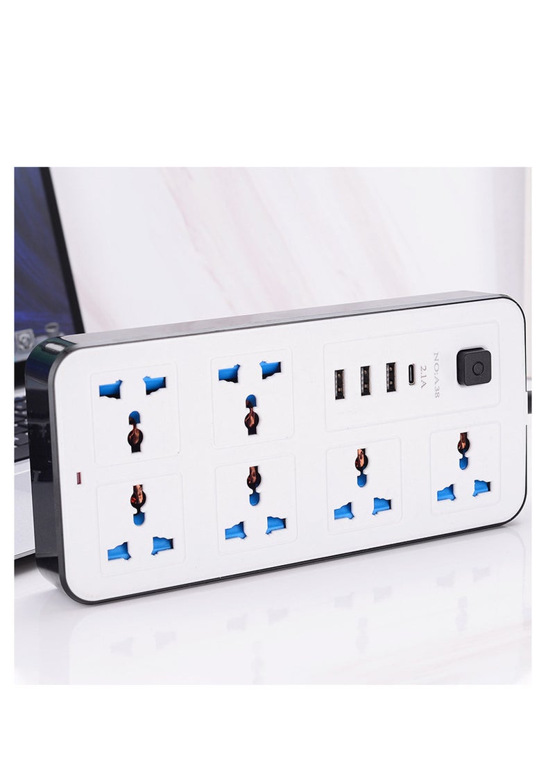 جي كيه 2 متر التمديد العالمي الرصاص مع وظيفة متعددة البريطانية التوصيل 3 دبوس منفذ المقابس مع 6 عصابة 3 منفذ USB 1 نوع-C منفذ 2M المقابس الكهربائي الشريط الرئيسي لتطبيقات المنزل والمكتب - Image 2