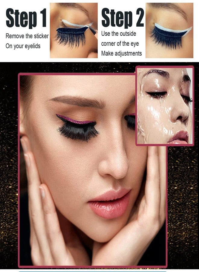 Aaiffey Eyeliner Sticker with Eyelashes,Reusable Eyelashes & Eyeliner Stickers Natural & Waterproof Eyelashes Makeup Stickers Instant for Women 4 Pairs (E117) (Pink) - Image 2