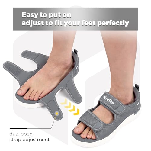 FitVille Diabetic Sandals for Men Wide Width with Arch Support, Men Diabetic Sandals Adjustable (Grey, 9.5W) - Image 2