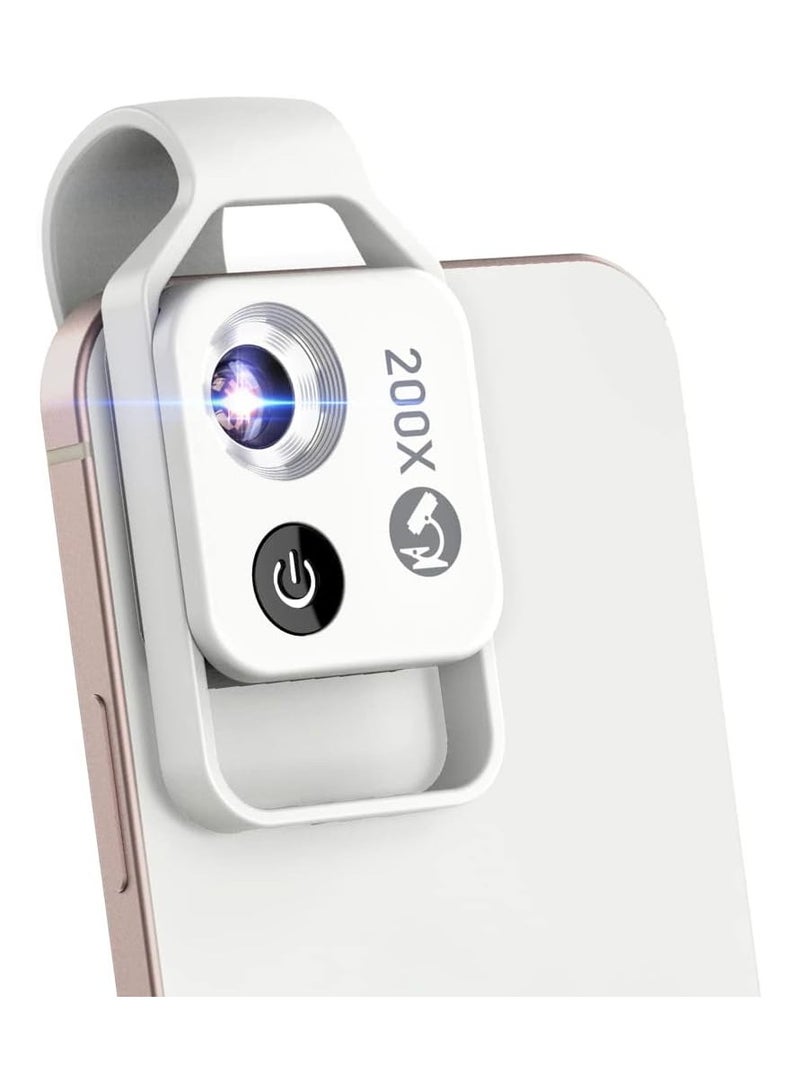 مجهر صغير الحجم بوصلة 200X للهاتف مع ضوء LED / مشبك عالمي، مجهر رقمي محمول مع مرفقات كاميرا لـ 99٪ من الهواتف الذكية.200X بالاستخدام المرشح الدائري القطبي - Image 1