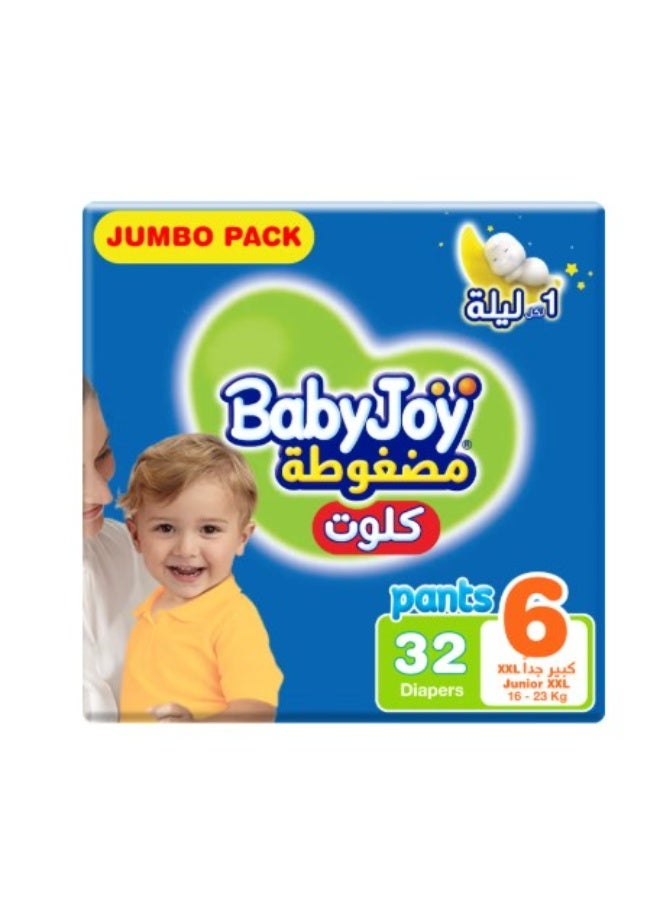 Babyjoys Compressed Culotte Pants Diaper, Size 6, Junior XXL, 16-23 Kg, 32 Diapers