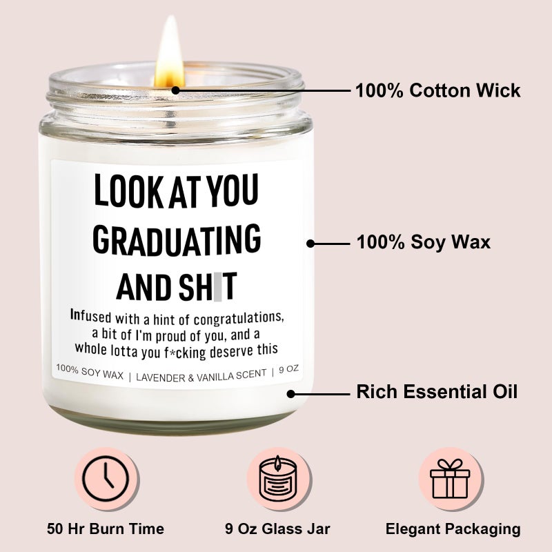 Younift Funny Grad Candle, 2026 Graduation Gifts for Her, Him - College, High School, Masters Degree, Phd, Law School, Nursing & Nurse Graduation Gifts for Women, Men - 9 oz - Image 2
