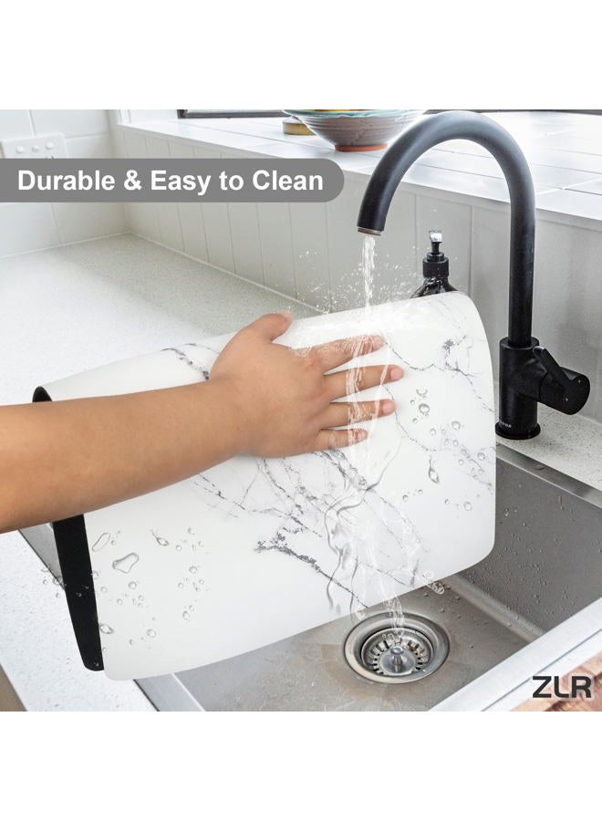 ZLR Coffee Bar Mat for Countertops (12" x 16", S) – Absorbent, Stain-Hiding Dish Drying Mat for Espresso Machines & Coffee Makers – Quick Dry Diatomite Core & Non-Slip Rubber Backing (Marble White) - Image 5