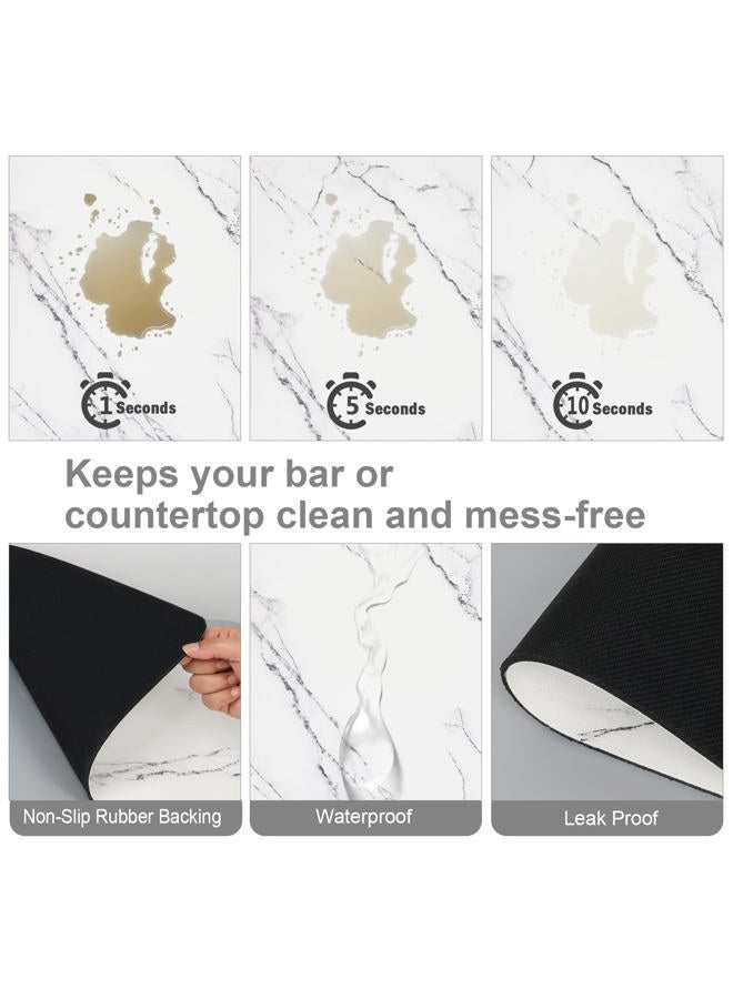 ZLR Coffee Bar Mat for Countertops (12" x 16", S) – Absorbent, Stain-Hiding Dish Drying Mat for Espresso Machines & Coffee Makers – Quick Dry Diatomite Core & Non-Slip Rubber Backing (Marble White) - Image 3