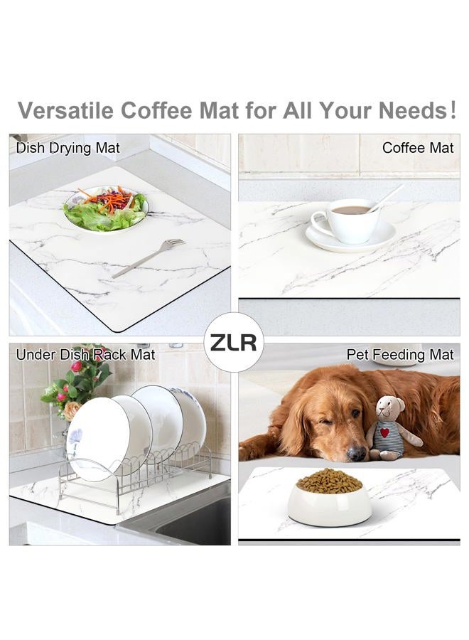 ZLR Coffee Bar Mat for Countertops (12" x 16", S) – Absorbent, Stain-Hiding Dish Drying Mat for Espresso Machines & Coffee Makers – Quick Dry Diatomite Core & Non-Slip Rubber Backing (Marble White) - Image 4