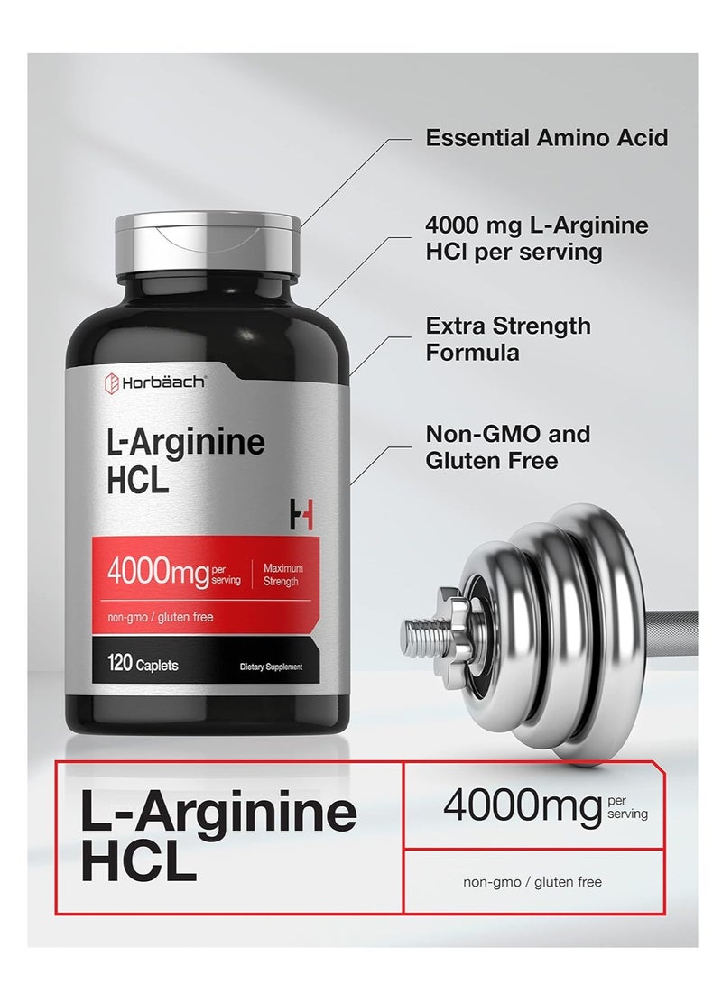 Horbäach L-Arginine 4000mg 120 Caplets for Men and Women 30 Servings - Image 3