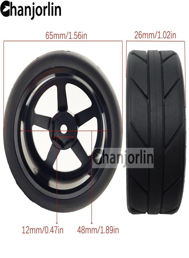 Chanjorlin 1/10 On Road Racing Tires and 5-Spoke Aluminum Wheels 12mm Hex OD 2.56" RC Touring Tyres for 1:10 Rally Street Drift Car Tamiya TT01 TT02 XV01 A959 PTG2 KYOSHO HSP Traxxas 4PCS (Black) - Image 2