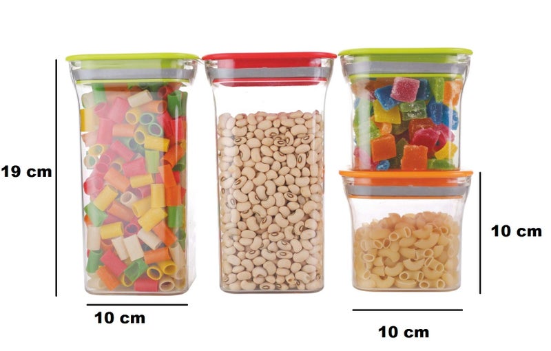 Machak Plastic Unbreakable Air Tight Food Storage Jar Kitchen Container Set (Red, 4 Pc) - Image 3
