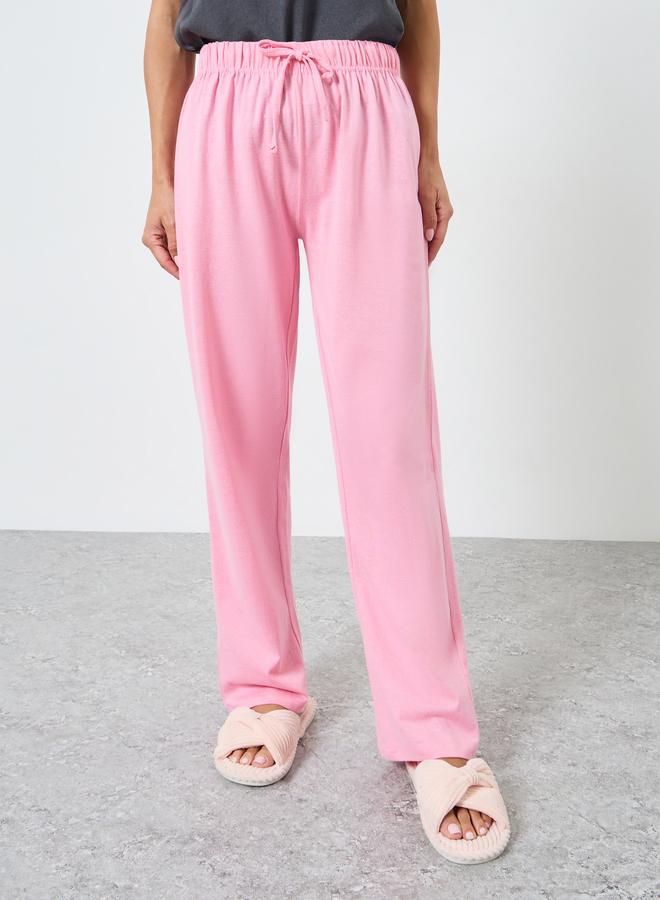 Styli Slogan Print Cotton T-Shirt and Solid Pyjama Set - Image 4