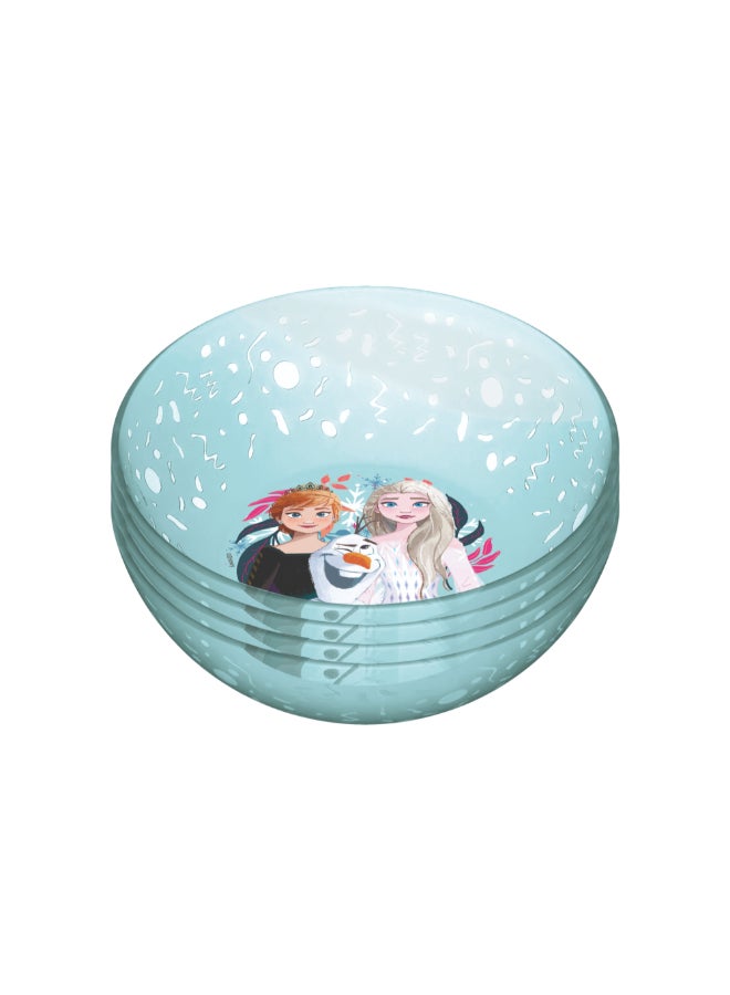 4-Piece Joy Round Shaped Polypropylene Frozen Printed Bowl Set Blue  5.5 x 13.4 x 13.4 cm 11211