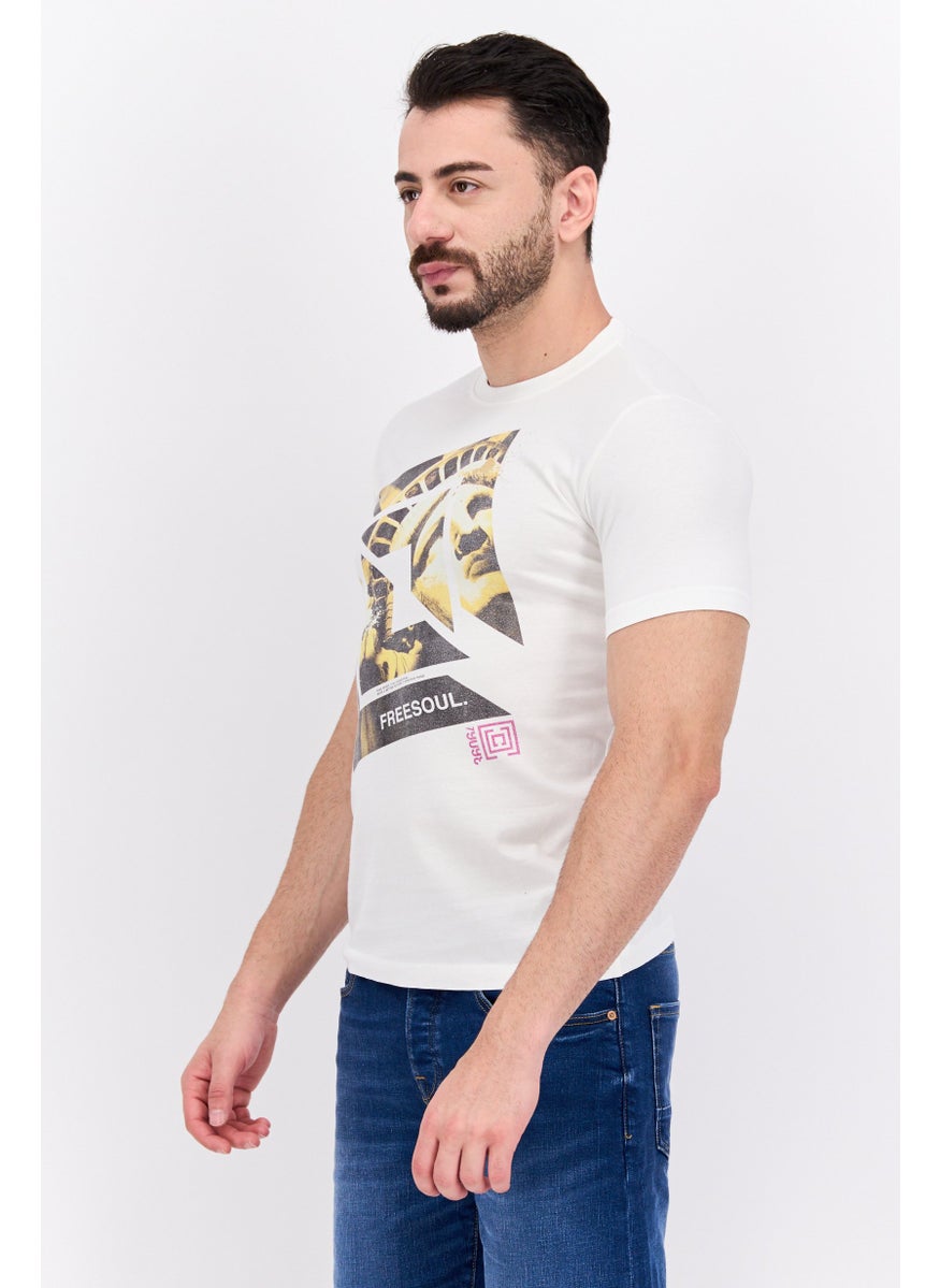 Free Soul Men Crew Neck Short Sleeve Graphic Print Troon T-Shirt, White  - Image 2