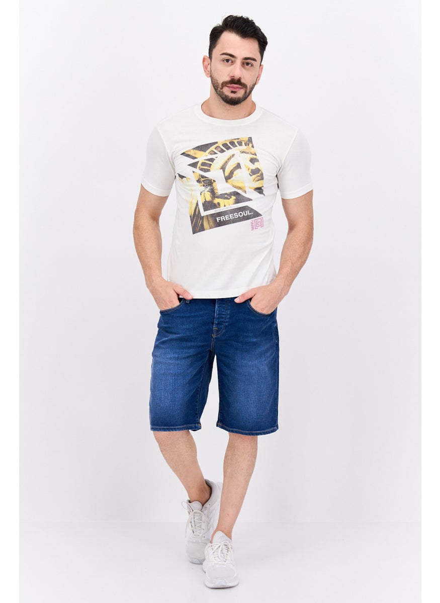 Free Soul Men Crew Neck Short Sleeve Graphic Print Troon T-Shirt, White  - Image 4