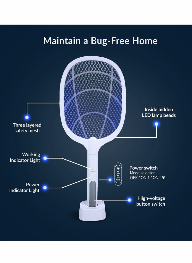 Generic - Electric Fly Swatter Racket & Mosquito Zapper - High Duty 3,000 Volt Electric Bug Zapper Racket - Fly Killer USB Rechargeable Fly Zapper Indoor Safe - Image 1