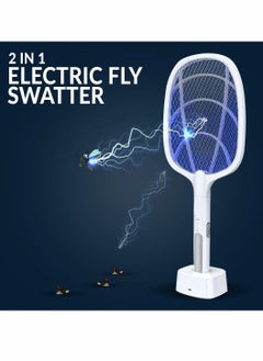 Electric Fly Swatter Racket & Mosquito Zapper - High Duty 3,000 Volt Electric Bug Zapper Racket - Fly Killer USB Rechargeable Fly Zapper Indoor Safe