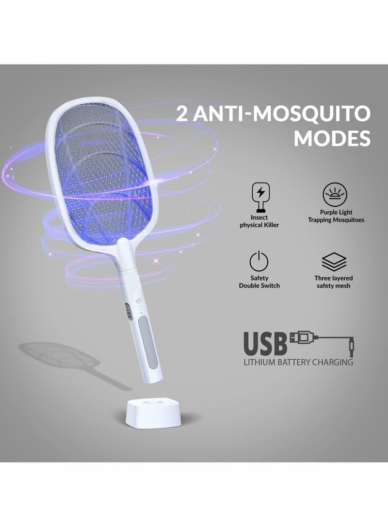 Generic - Electric Fly Swatter Racket & Mosquito Zapper - High Duty 3,000 Volt Electric Bug Zapper Racket - Fly Killer USB Rechargeable Fly Zapper Indoor Safe - Image 1