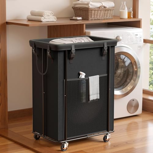 Olldide 200L Laundry Hamper with Wheels, Rolling Laundry Basket with Metal Frame and Removable Bag, Large & Tall Dirty Clothes Hampers for Bedroom Aesthetic, Laundry Room, Bathroom, Dorm-Black - Image 1