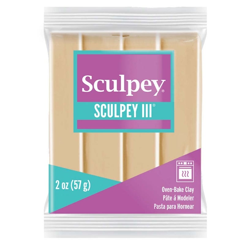 Sculpey Polyform Sculpey III Polymer OvenBake Clay Tan Non Toxic 2 oz bar Great for modeling sculpting holiday DIY mixed media and school projectsGreat for kids  beginners 