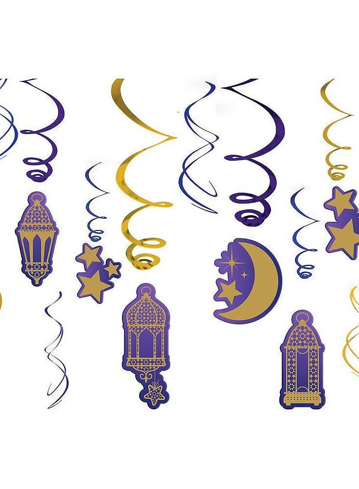 Amscan Eid Mubarak Foil Swirl Hanging Decor - 12pc Party Supplies