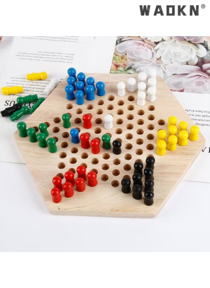 WAOKN Children's Hexagonal Checkers Game, Wooden Jump Chess Toy, Educational and Engaging Board Game, Ideal for Developing Strategic Thinking and Fine Motor Skills, Perfect for Kids and Family Fun Time.  - Image 5