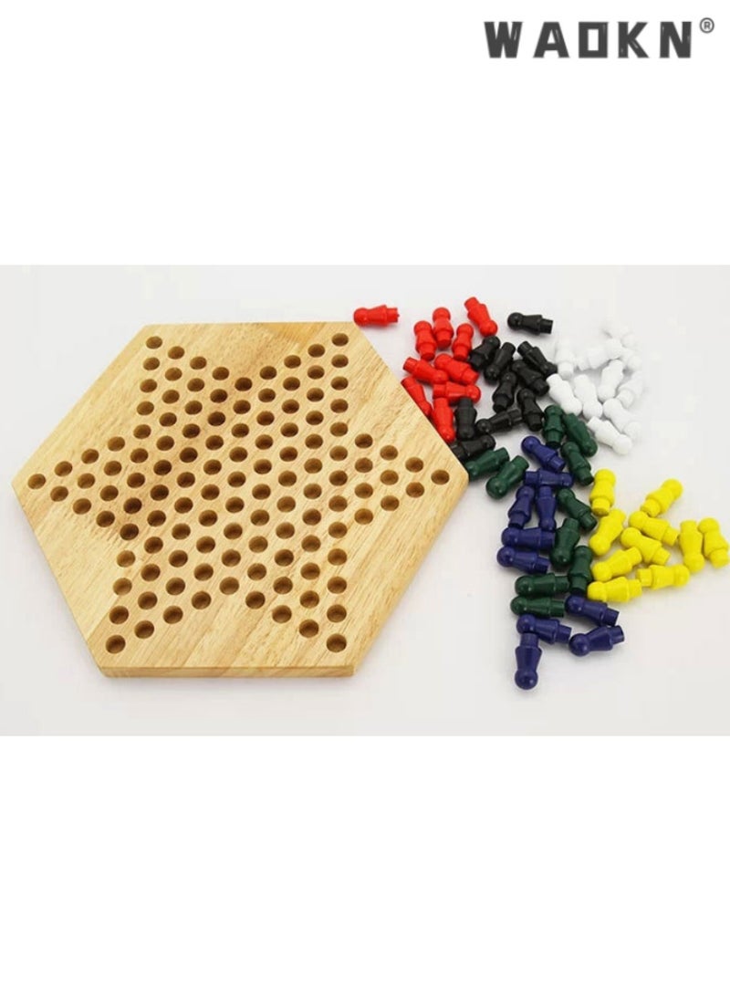 WAOKN Children's Hexagonal Checkers Game, Wooden Jump Chess Toy, Educational and Engaging Board Game, Ideal for Developing Strategic Thinking and Fine Motor Skills, Perfect for Kids and Family Fun Time.  - Image 4