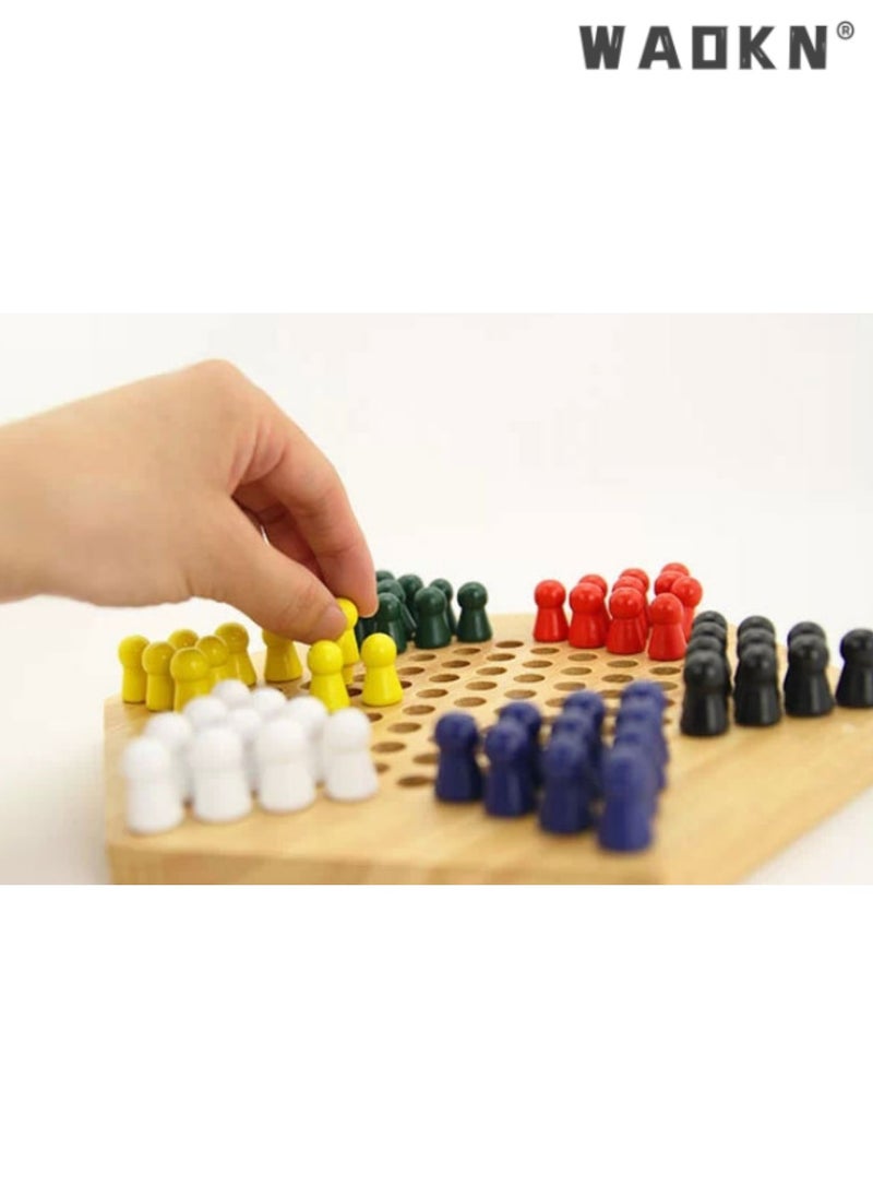 WAOKN Children's Hexagonal Checkers Game, Wooden Jump Chess Toy, Educational and Engaging Board Game, Ideal for Developing Strategic Thinking and Fine Motor Skills, Perfect for Kids and Family Fun Time.  - Image 3