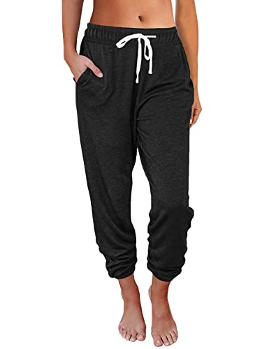 AUTOMET Sweatpants Women with Pockets Lounge Pajama Pants Work Joggers Fall Clothes Winter Business Casual Outfits 2025 Black M - Image 1