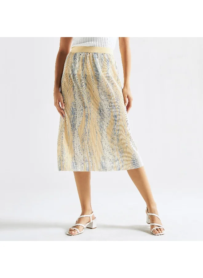 Splash FAV Textured Midi Skirt with Elasticated Waistband