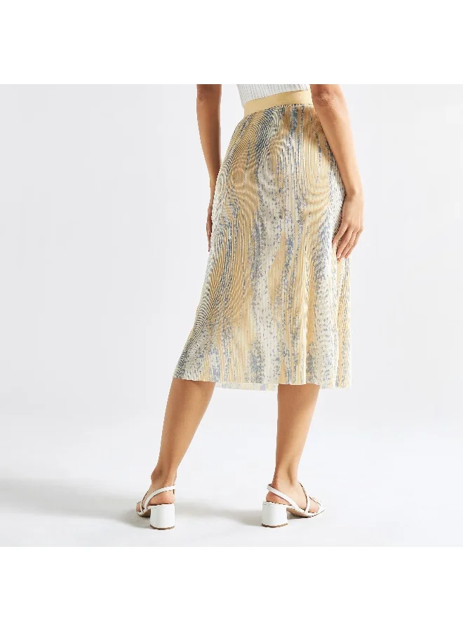 Splash FAV Textured Midi Skirt with Elasticated Waistband