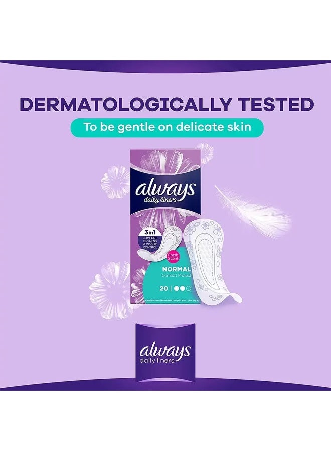 Always Daily Liners Comfort Protect With Fresh Scent Normal- 40 Pcs - Image 4