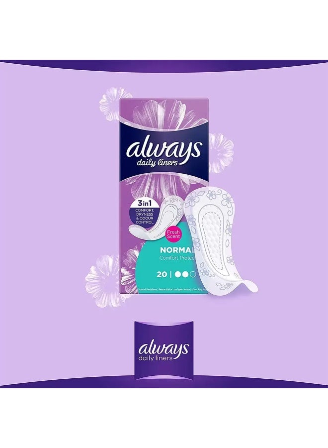 Always Daily Liners Comfort Protect With Fresh Scent Normal- 40 Pcs - Image 2