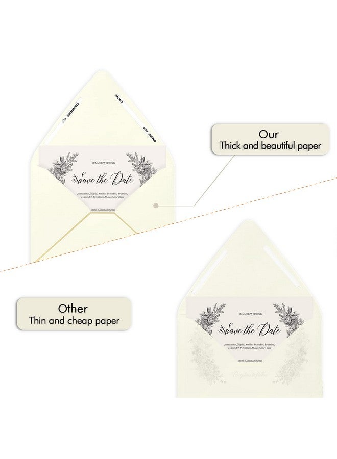AZAZA A7 Ivoy Envelopes 5 X 7 With Gold Border 50 Packfor 5X7 Cards| Quick Self Seal| Perfect For Weddings Invitations Photos Graduation Baby Shower| Thick Luxury Paper|5.25 X 7.25 Inches (Ivory) - Image 4