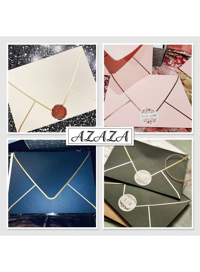 AZAZA A7 Ivoy Envelopes 5 X 7 With Gold Border 50 Packfor 5X7 Cards| Quick Self Seal| Perfect For Weddings Invitations Photos Graduation Baby Shower| Thick Luxury Paper|5.25 X 7.25 Inches (Ivory) - Image 2